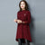 Floral Embroidery Cuff Knee Length Chinese Style Sweater Dress