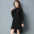 Floral Embroidery Cuff Knee Length Chinese Style Sweater Dress