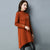 Floral Embroidery Cuff Knee Length Chinese Style Sweater Dress