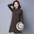 Knee Length Chinese Style Sweater Dress with Frog Button Cuff