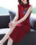 Sleeveless Floral Embroidery Modern Cheongsam A-line Knit Dress