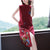 Sleeveless Floral Embroidery Modern Cheongsam A-line Knit Dress