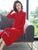 Long Sleeve Floral Embroidery Modern Cheongsam A-line Knit Dress
