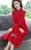 Long Sleeve Floral Embroidery Modern Cheongsam A-line Knit Dress