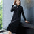 Long Sleeve Key Hole Neck Modern Cheongsam A-line Knit Dress