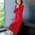 Long Sleeve Key Hole Neck Modern Cheongsam A-line Knit Dress