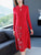 Floral Embroidery Key Hole Neck Modern Cheongsam A-line Knit Dress