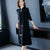 Floral Embroidery Key Hole Neck Modern Cheongsam A-line Knit Dress