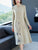 Floral Embroidery Key Hole Neck Modern Cheongsam A-line Knit Dress