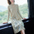 Floral Embroidery Key Hole Neck Modern Cheongsam A-line Knit Dress
