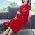 Floral Embroidery Mandarin Collar Modern Cheongsam A-line Knit Dress