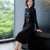 Floral Embroidery Mandarin Collar Modern Cheongsam A-line Knit Dress