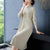 Floral Embroidery Mandarin Collar Modern Cheongsam A-line Knit Dress