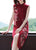 Vestido de punto de una línea de cheongsam moderno sin mangas con bordado floral