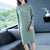 Auspicious Pattern Long Sleeve Modern Cheongsam A-line Knit Dress