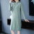 Auspicious Pattern Long Sleeve Modern Cheongsam A-line Knit Dress