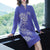 Vestido de punto floral de una línea de Cheongsam moderno de manga larga