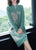 Vestido de punto floral de una línea de Cheongsam moderno de manga larga