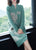 Robe trapèze en tricot à fleurs Cheongsam moderne à manches longues