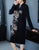 Vestido de punto floral de una línea de Cheongsam moderno de manga larga