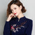 Floral Embroidery Blouse Chinese Style Knit Shirt