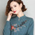 Floral Embroidery Blouse Chinese Style Knit Shirt