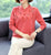 Camicetta da donna in maglia stile cinese con paillettes floreali