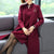 Maple Leaf Embroidery Chinese Style Women's Knit Coat Two-piece Suit