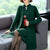 Floral Embroidery Chinese Style Knit Cheongsam & Coat Two-piece Suit