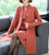 Floral Embroidery Chinese Style Knit Cheongsam & Coat Two-piece Suit