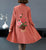 Floral Embroidery Chinese Style Knit Cheongsam & Coat Two-piece Suit