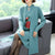 Floral Embroidery Chinese Style Knit Cheongsam & Coat Two-piece Suit