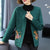 Mantón largo de abrigo de madre de estilo chino con bolsillos de bordado floral