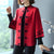 3/4 Sleeve Floral Embroidery Chinese Style Knit Coat Shawl