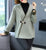 Asymmetry Hem V Neck Chinese Style Knit Mother Coat