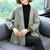 Asymmetry Hem V Neck Chinese Style Knit Mother Coat