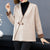 Asymmetry Hem V Neck Chinese Style Knit Mother Coat