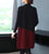 High Collar Knee Length A-line Floral Knit Dress Base Dress