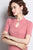Key Hole Neck Short Sleeve Cheongsam Top Chinese Style Knit Shirt