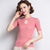 Key Hole Neck Short Sleeve Cheongsam Top Chinese Style Knit Shirt