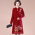 Floral Embroidery Long Sleeve Knee Length Modern Cheongsam A-line Knit Dress