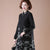 Round Collar Long Sleeve Knee Length A-line Floral Knit Dress with Pocket