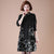 Round Collar Long Sleeve Knee Length A-line Floral Knit Dress with Pocket