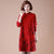 Round Collar Long Sleeve Knee Length A-line Floral Knit Dress with Pocket