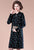 Key Hole Neck Long Sleeve Knee Length A-line Floral Knit Dress