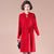 Key Hole Neck Long Sleeve Knee Length A-line Floral Knit Dress