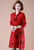 Neckerchief Collar Long Sleeve Knee Length A-line Floral Knit Dress