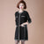 Round Neck Long Sleeve Wavy Grain Knee Length A-line Knit Dress