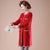 Round Neck Long Sleeve Wavy Grain Knee Length A-line Knit Dress
