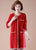 Round Neck Long Sleeve Wavy Grain Knee Length A-line Knit Dress